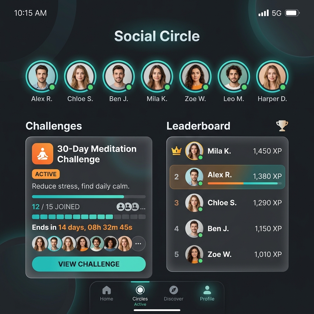 HabitLoop Social - Friend circles, leaderboards and challenge features